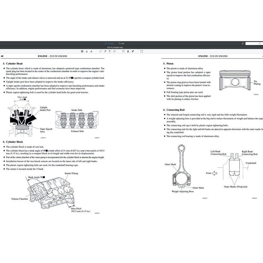 TOYOTA ENGINE 2UZ-FE 4.7L Full Manual Set – SERVICE REPAIR WORKSHOP MANUAL