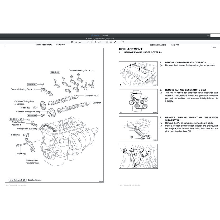TOYOTA COROLLA ALTIS E120/130 2002-2008 Full Manual Set – Repair & Maintenance Manual