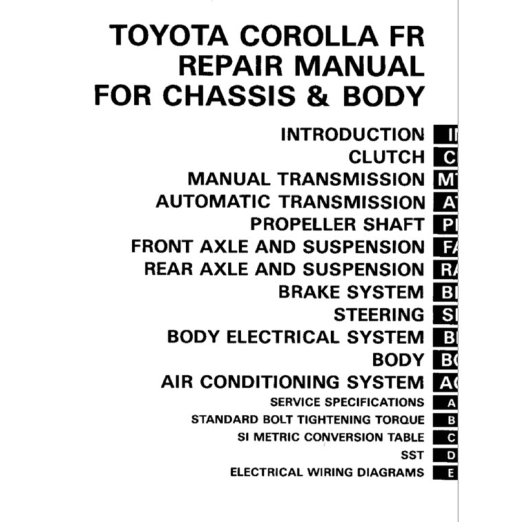 TOYOTA COROLLA FR AE86 1984-1987 Full Manual Set – Repair & Maintenance Manual