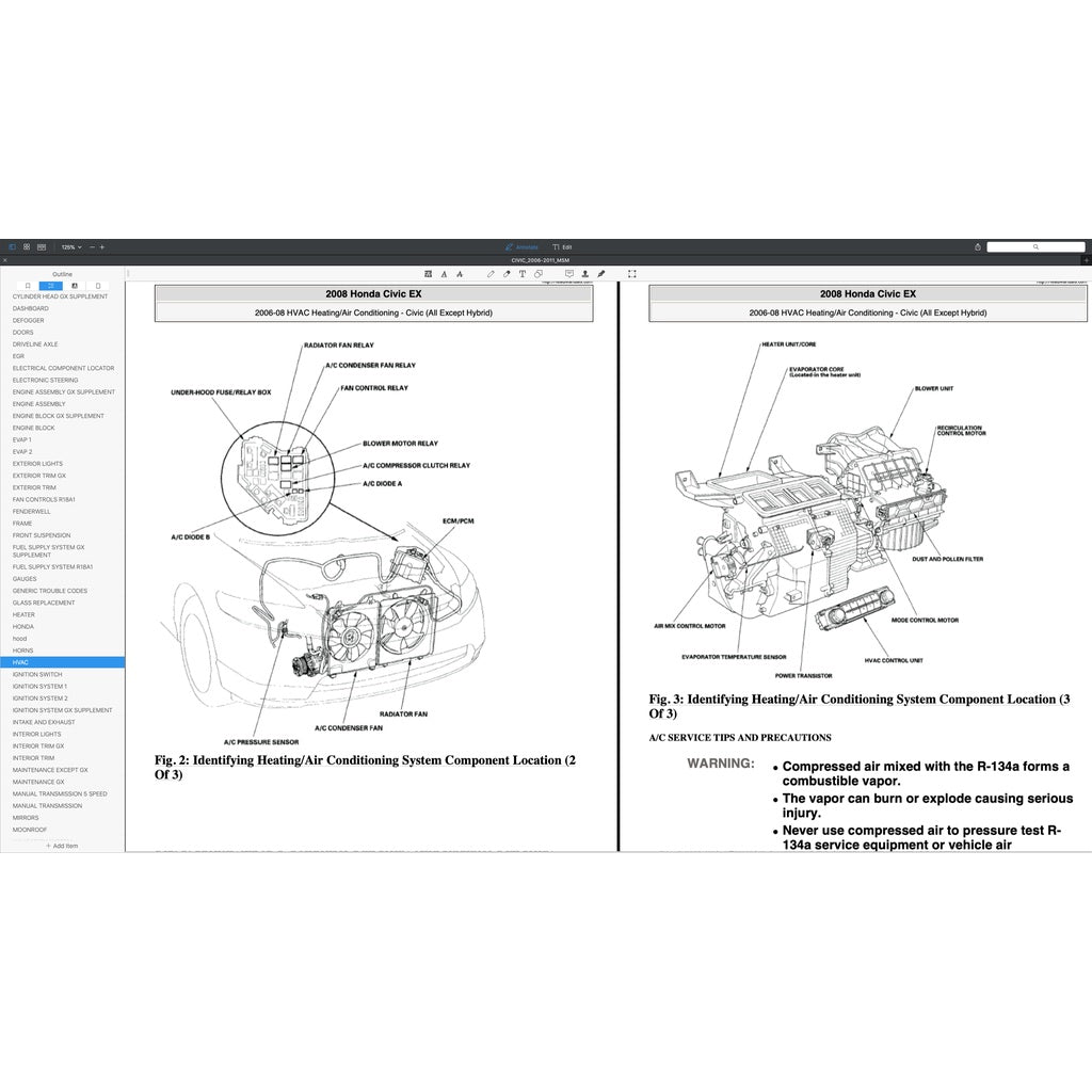HONDA CIVIC 8 FD1 FD2, FD7, FA1, FG1, FG2, FA5, FN2 2006-2011 Full Manual Set – Repair & Maintenance Manual and Spare Parts Catalog
