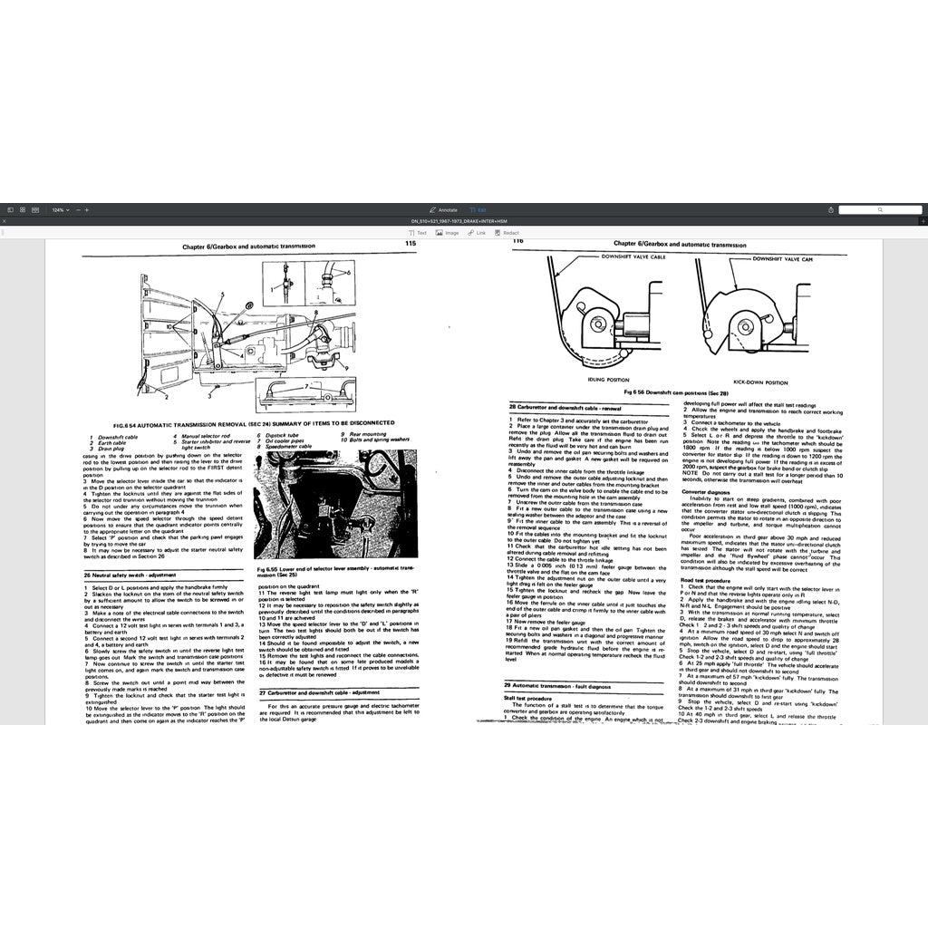 DATSUN BLUEBIRD/PICKUP 510/521 1967-1973 Full Manual Set – Repair & Maintenance Manual