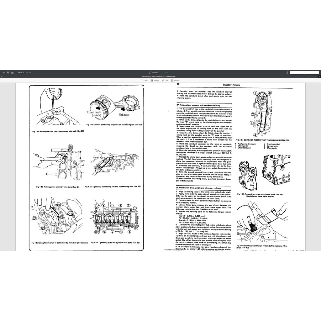 DATSUN BLUEBIRD/PICKUP 510/521 1967-1973 Full Manual Set – Repair & Maintenance Manual