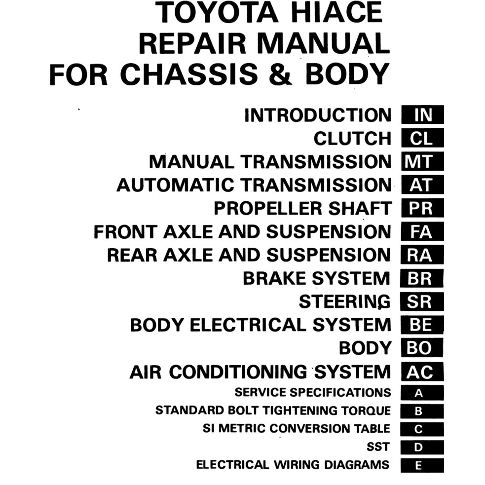 TOYOTA HIACE H50/60/70 1982-2007 Full Manual Set – Repair & Maintenance Manual