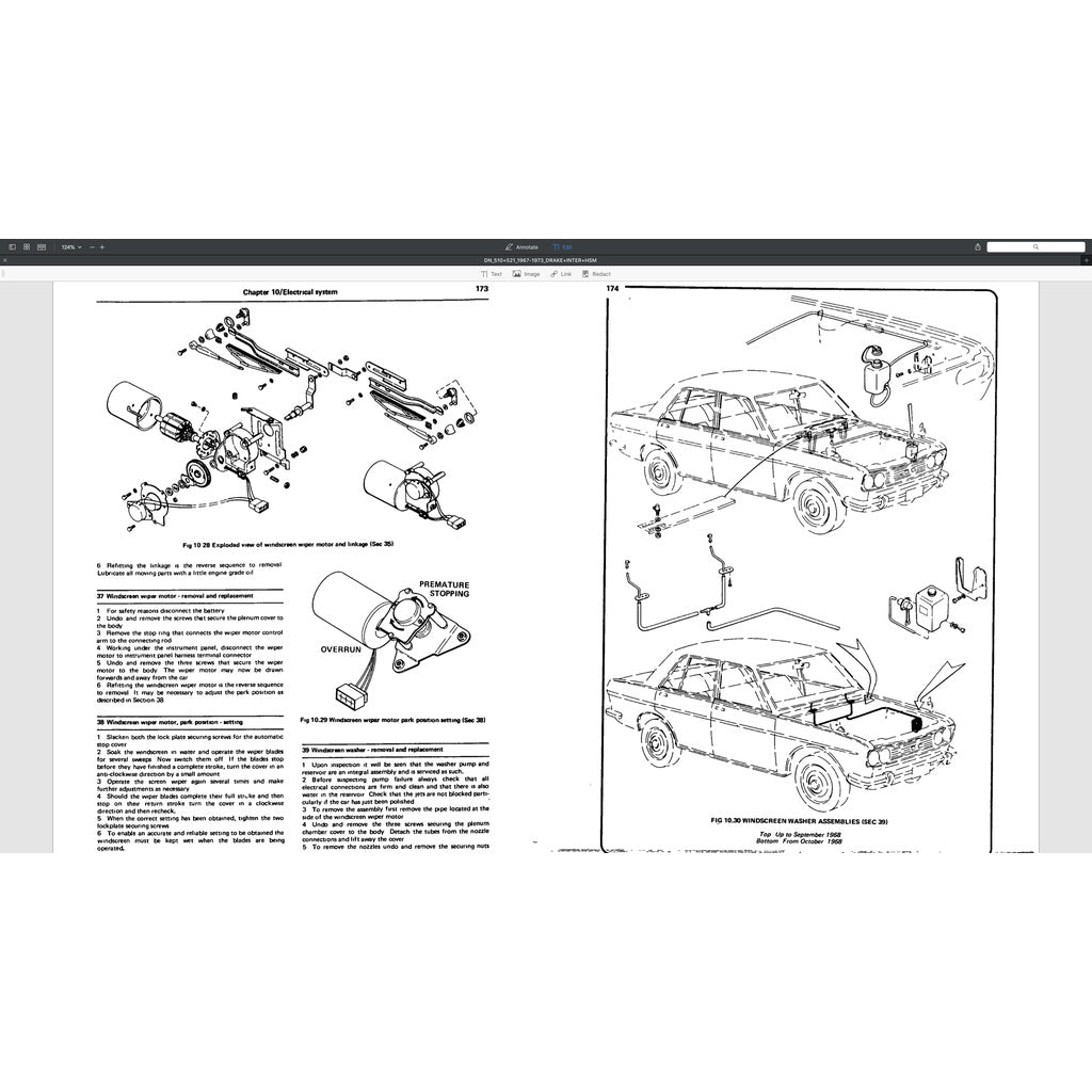 DATSUN BLUEBIRD/PICKUP 510/521 1967-1973 Full Manual Set – Repair & Maintenance Manual