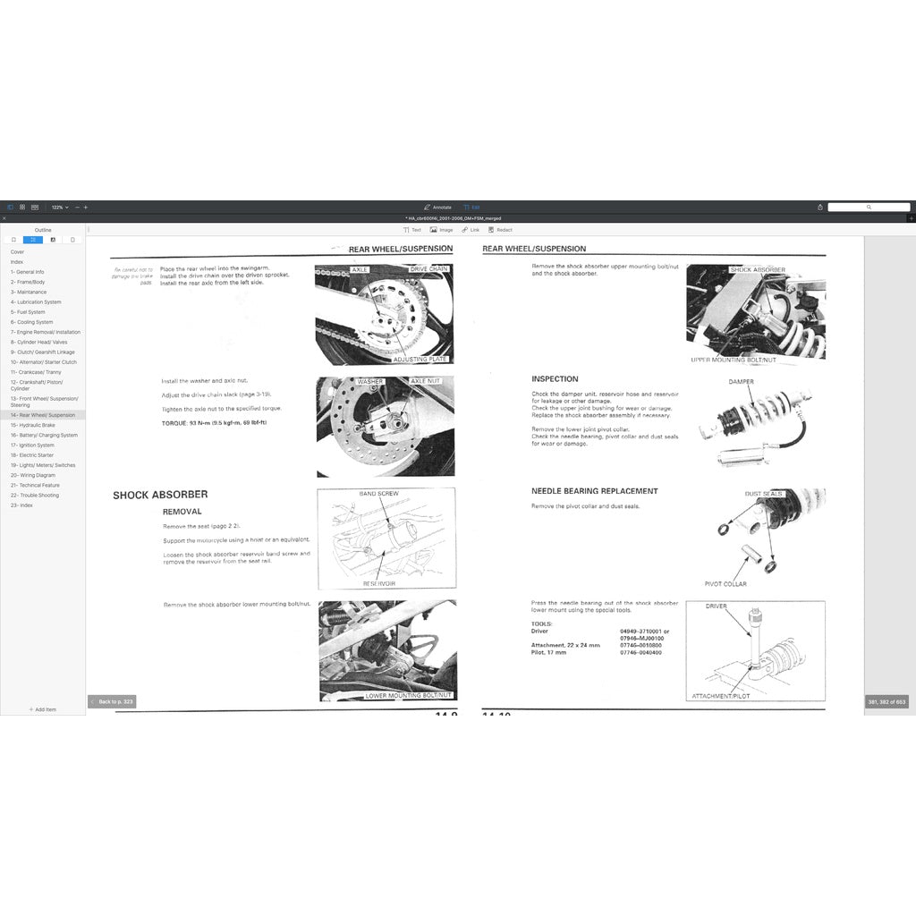 HONDA CBR600F4i 2001-2006 Full Manual Set – Repair & Maintenance Manual and Spare Parts Catalog and User Handbook