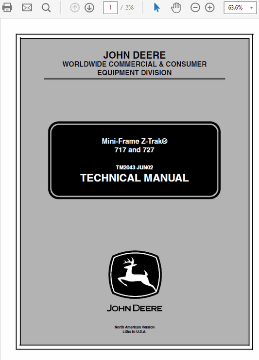 John Deere 717, 727 ZTrak Repair Technical Manual Workshop Guide